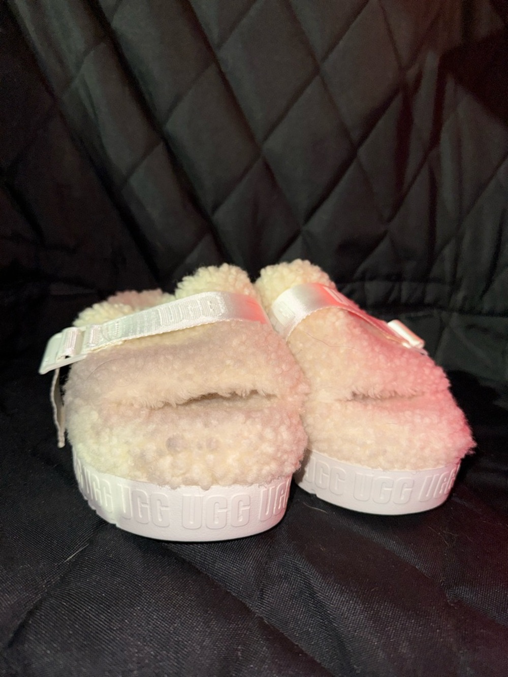 UGG White Fluff Slide Shearling Slippers - Size 10 - Picture 4 of 4